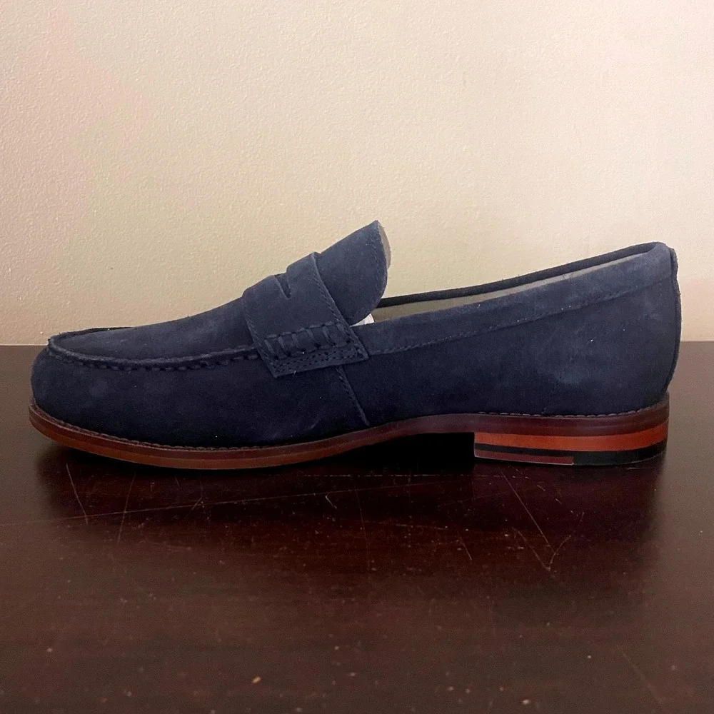 Banana Republic Mens Navy Blue Suede Penny Loafers Dress Shoes 888895 Size 9‎
